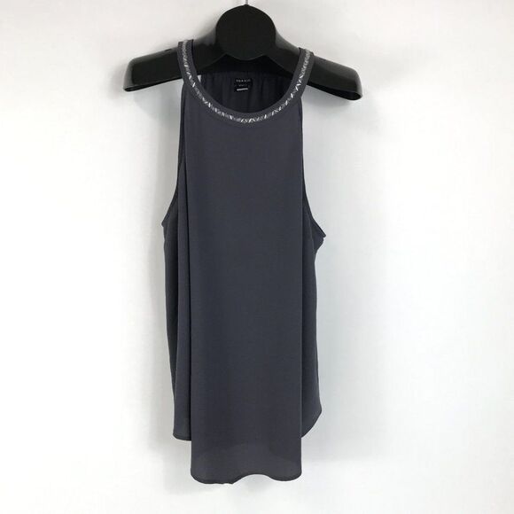 Torrid Embellished Neck Crepe Tank Top Women's Plus Size 3/3X Gray Silver Beaded - Picture 1 of 10